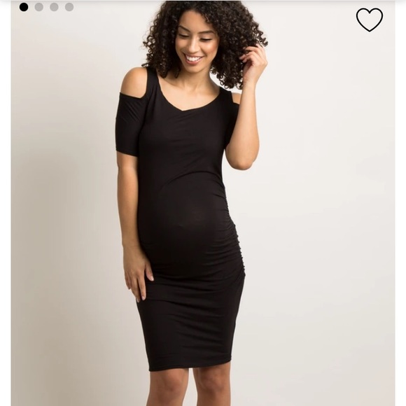 pink blush black maternity dress